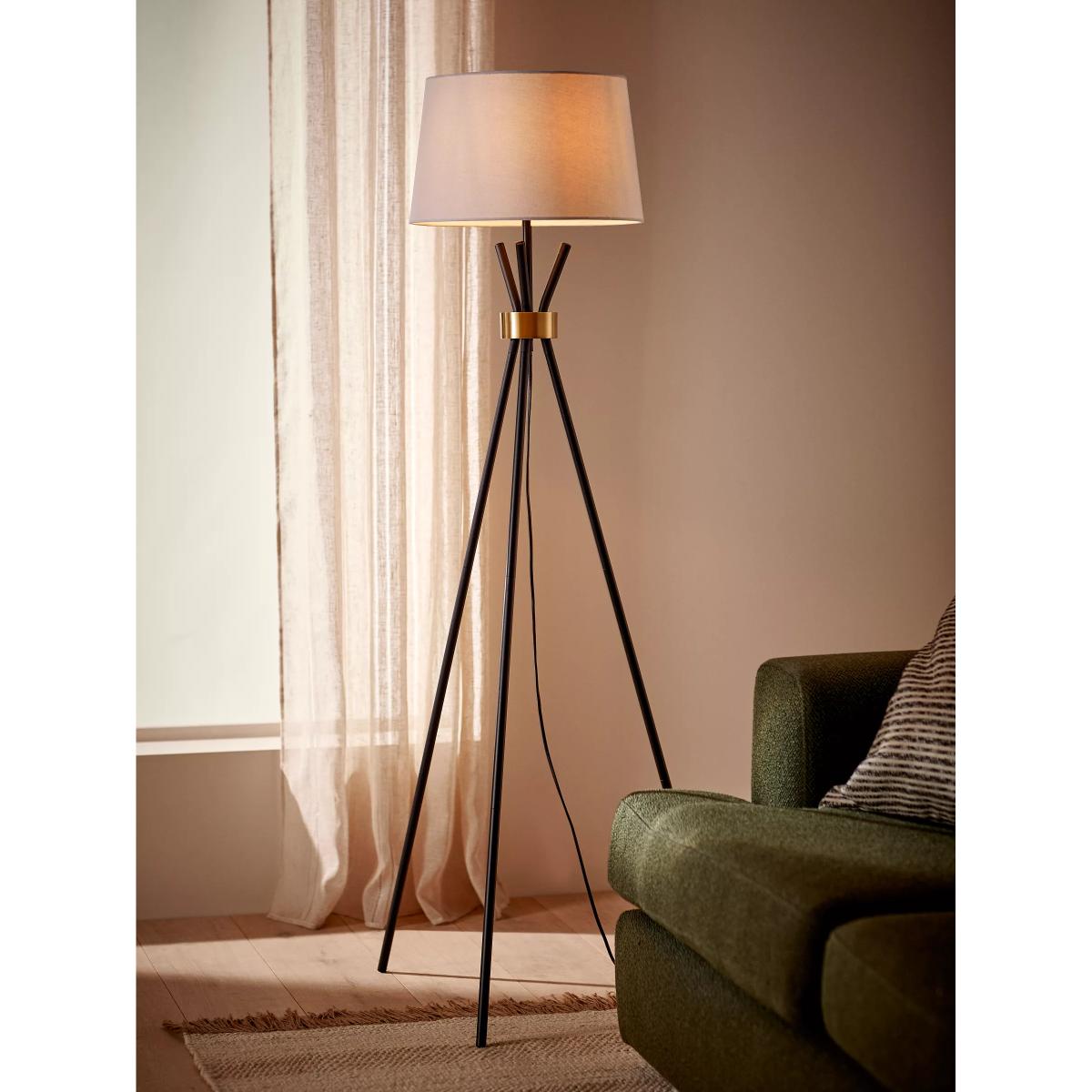 John Lewis Locket Tripod Floor Lamp, Black/Brass – image 2
