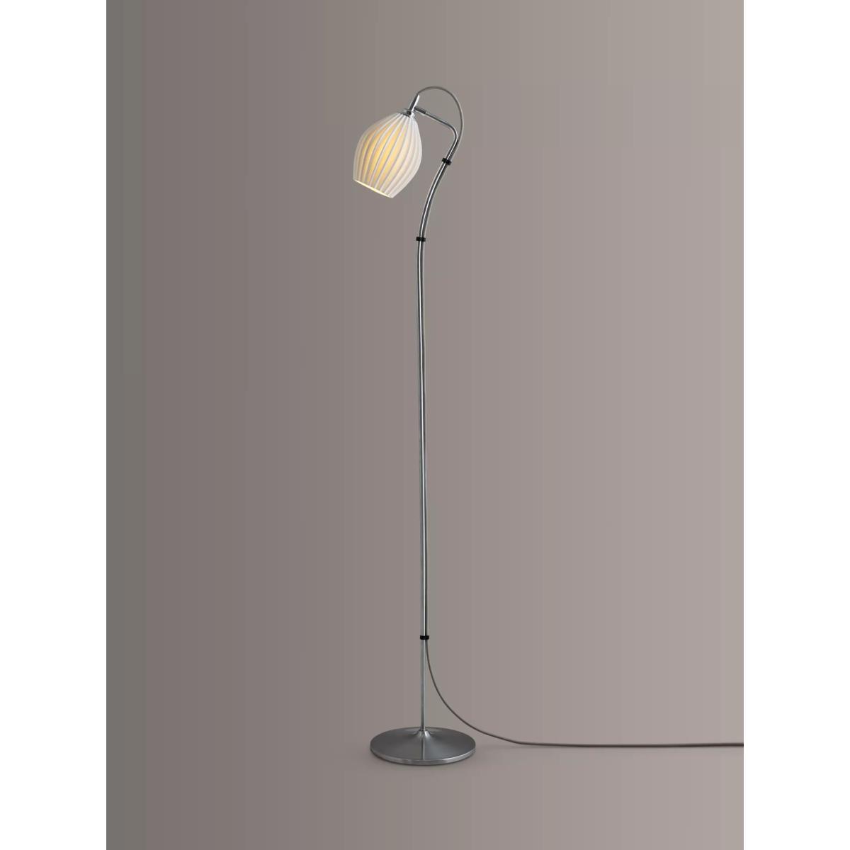 Original BTC Fin Ceramic Floor Light, Satin Chrome – image 1