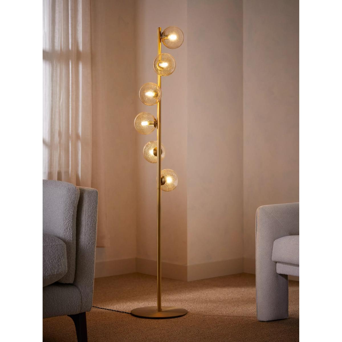 John Lewis Champagne Bubble Glass Floor Lamp, Champagne/Warm Brass – image 2