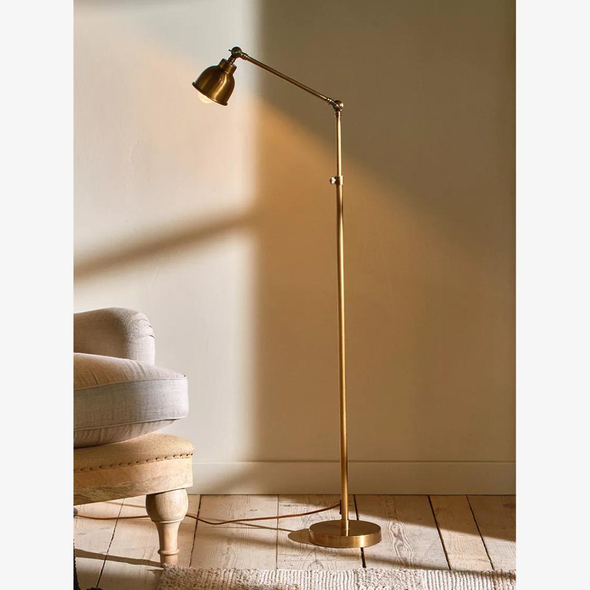 Nkuku Chapda Floor Lamp, Antique Brass – image 1