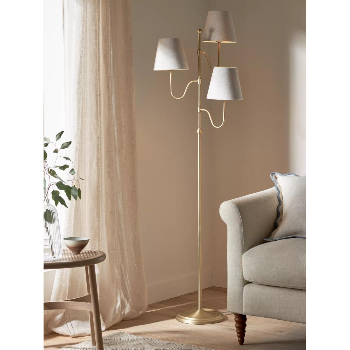 John Lewis Tristan 3 Arm Floor Lamp, Matte Antique Brass – image 2