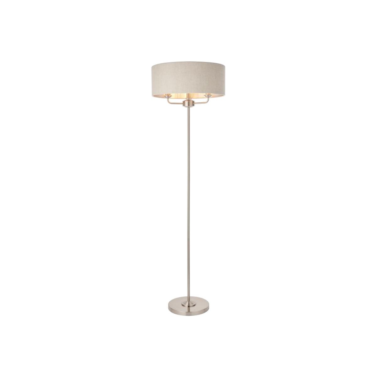 Cooma 3 Light Floor Lamp - Chrome/Natural
