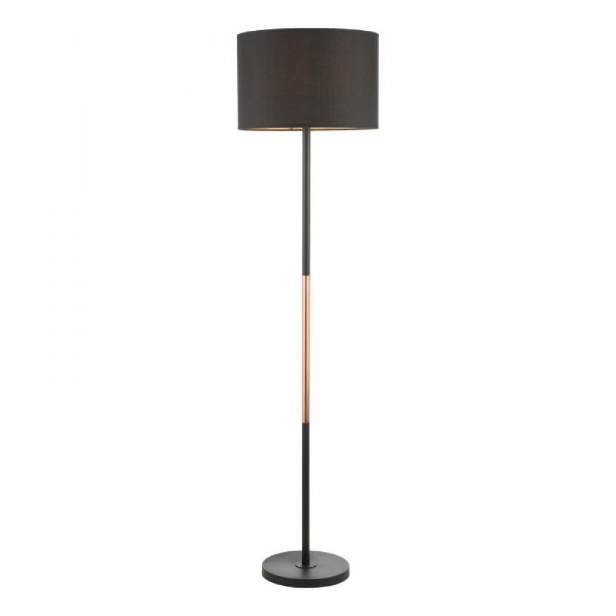 dar lighting KEL4964 Kelso 1 Light Floor Lamp Polished Copper With Shade - Matt Black – image 2