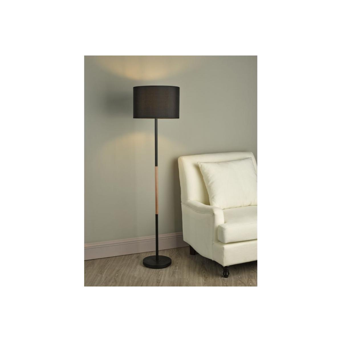 dar lighting KEL4964 Kelso 1 Light Floor Lamp Polished Copper With Shade - Matt Black – image 1
