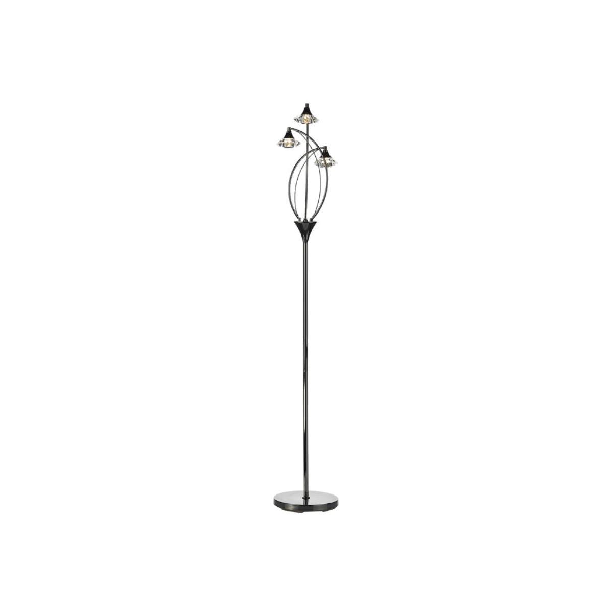 Dar Lighting LUT4967 Luther 3 Light Floor Lamp Complete With Crystal Glass Black Chrome