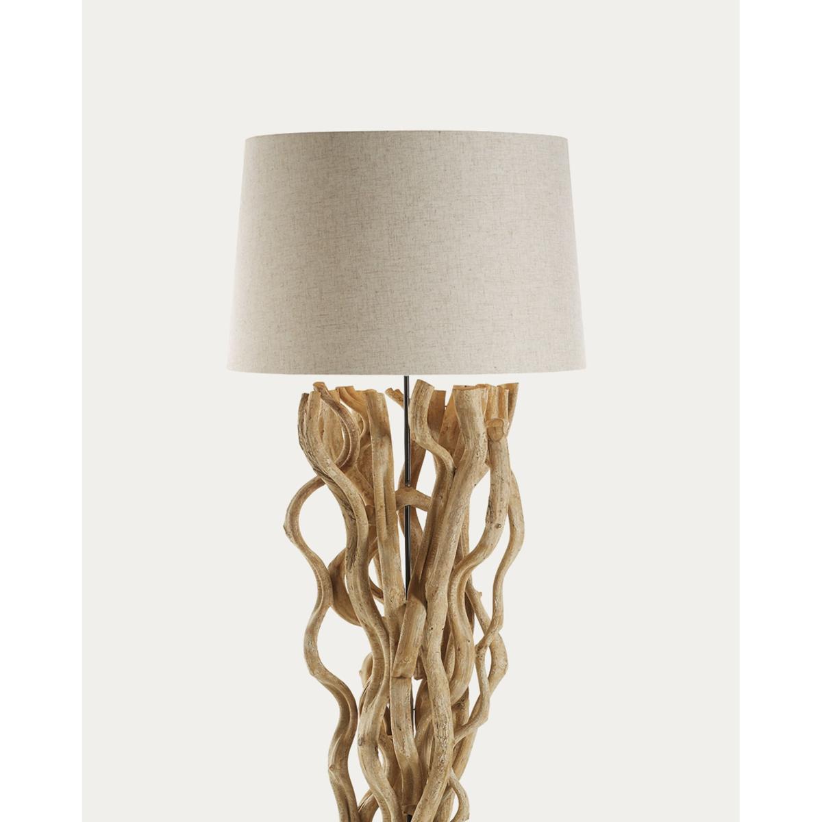 Nuba floor lamp in vine wood with white lampshade UK adapter – image 2