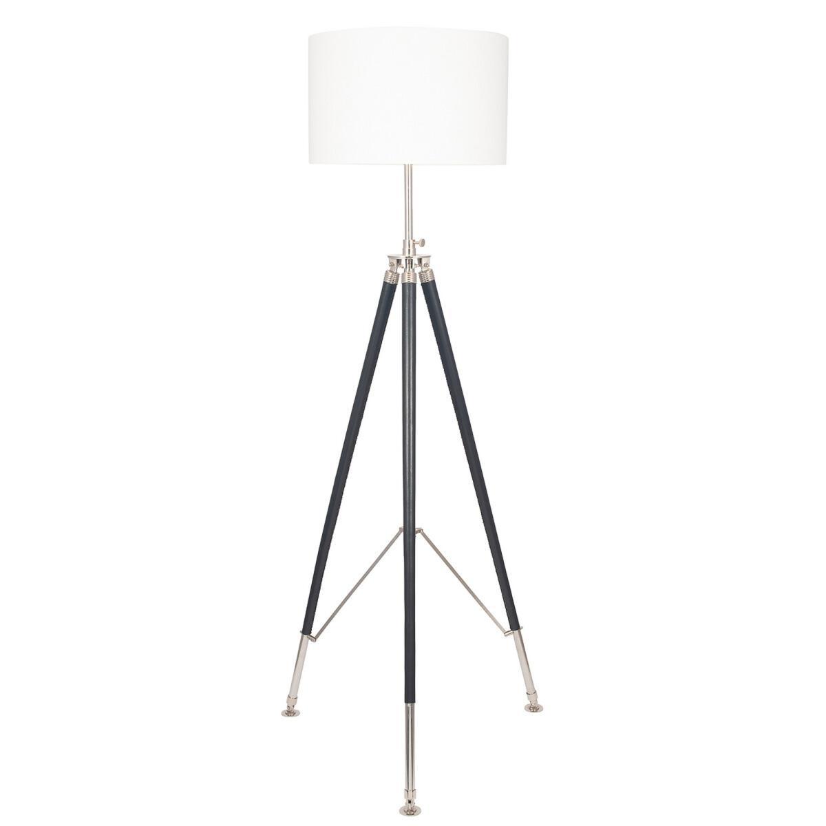Black Leather with Silver Accents Tripod Floor Lamp – image 3