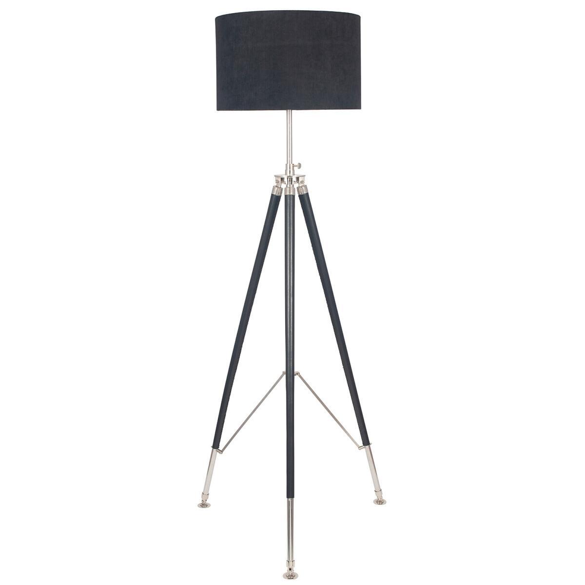Black Leather with Silver Accents Tripod Floor Lamp – image 4
