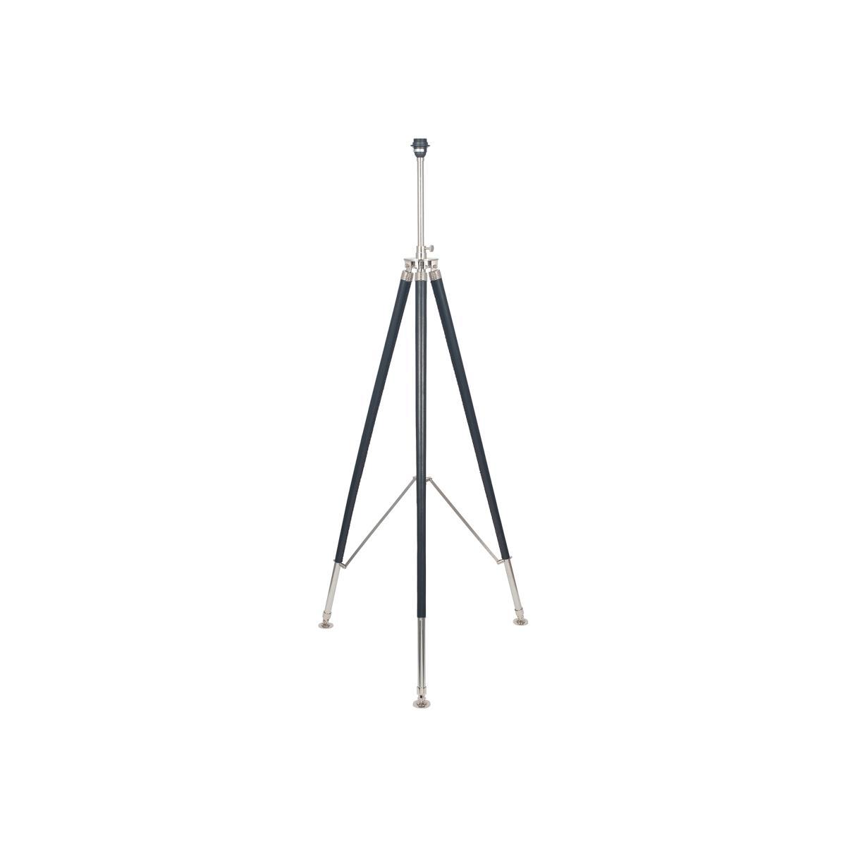 Black Leather with Silver Accents Tripod Floor Lamp – image 1