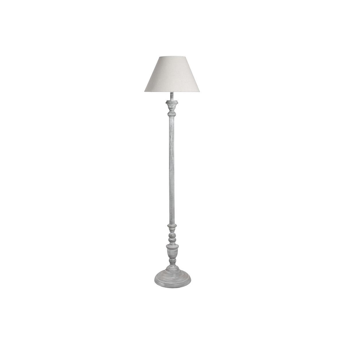 Grey Washed Wood with Cream Shade Floor Lamp