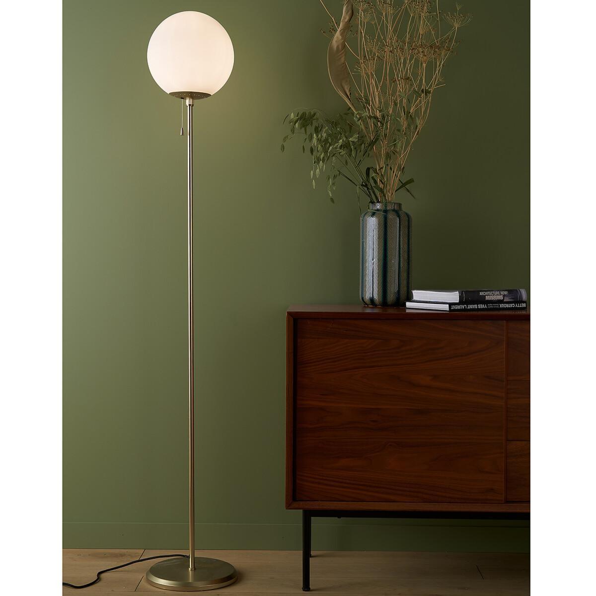 Moricio Brass and Opaline Floor Lamp – image 4