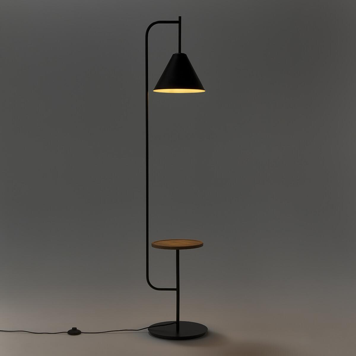 Mugli Metal Floor Lamp with Wooden Shelf – image 2