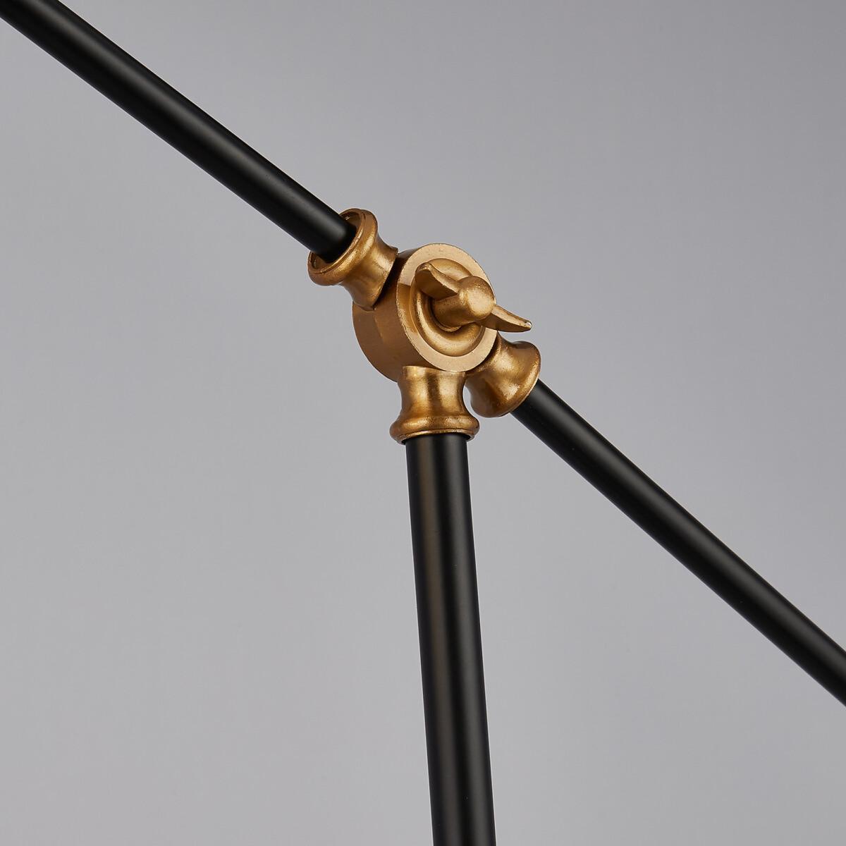 135cm Clear Ribbed Glass, Black and Brass Floor Lamp – image 5