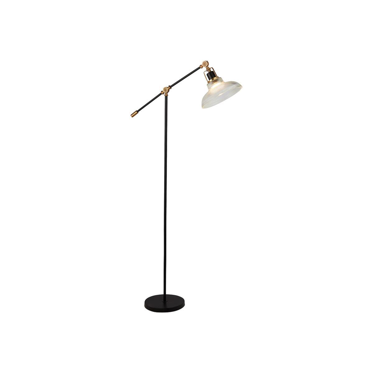 135cm Clear Ribbed Glass, Black and Brass Floor Lamp – image 1