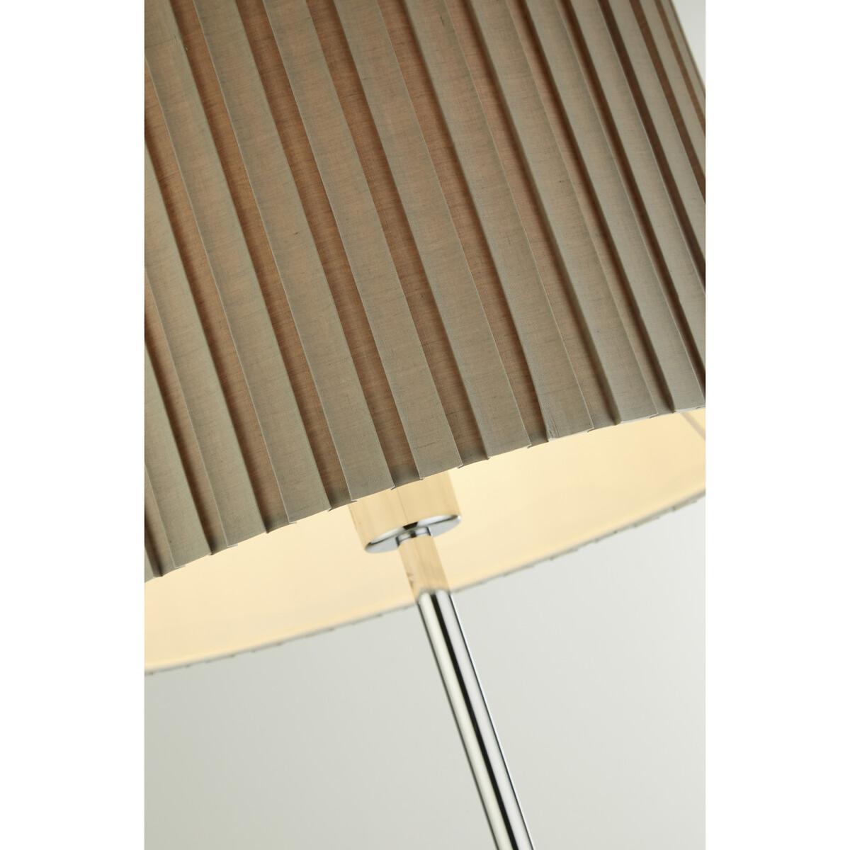 Classic Silver Stick Floorlamp with Pleated Grey Fabric Shade – image 2