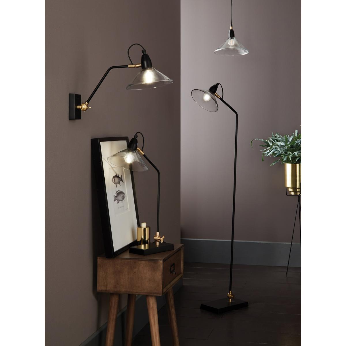 136cm Black Metal & Glass Cone Industrial Floor Lamp – image 2