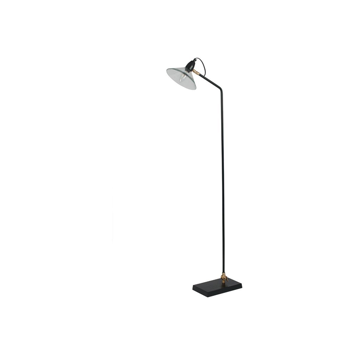 136cm Black Metal & Glass Cone Industrial Floor Lamp – image 1