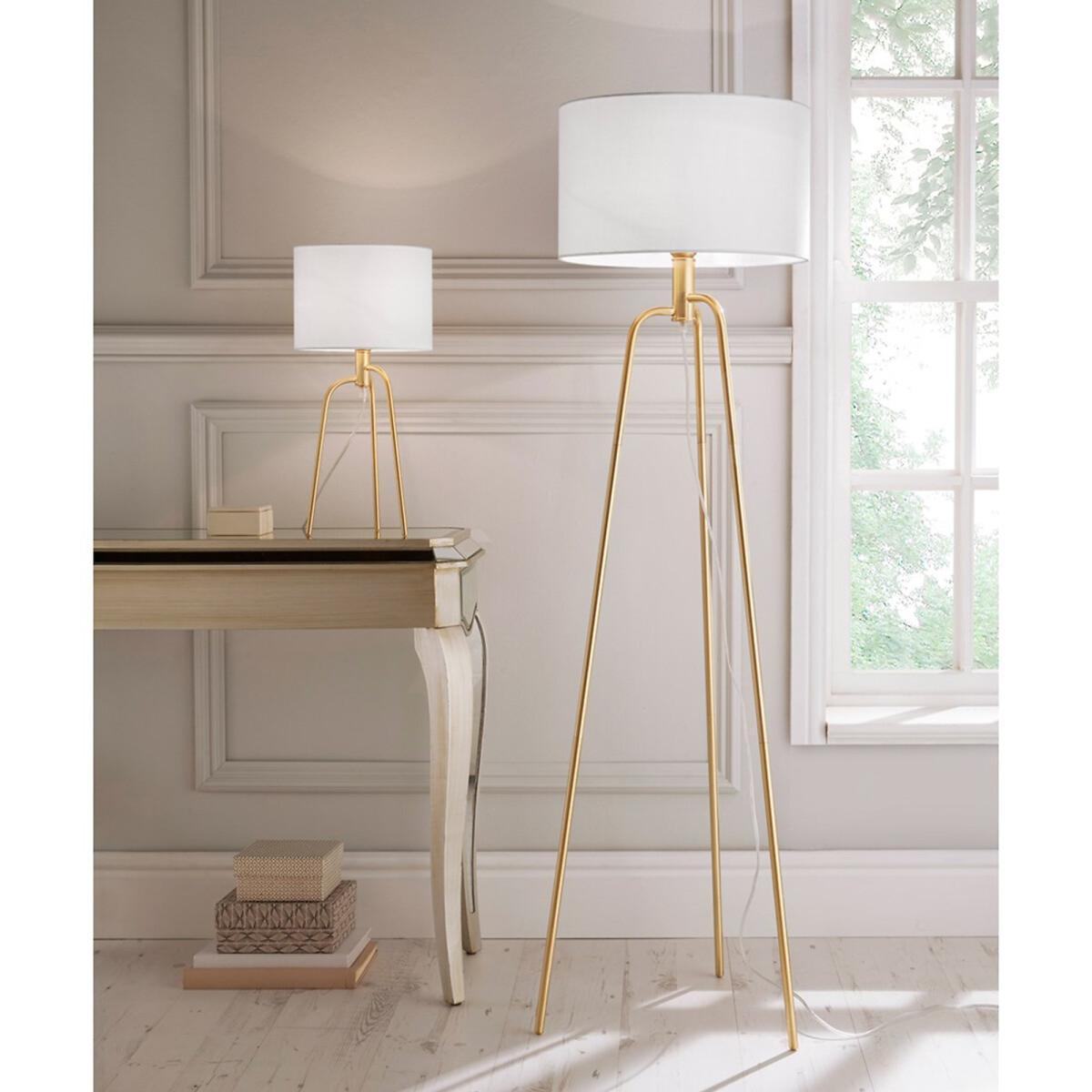 Brushed Metal Tripod Floor Lamp – image 1