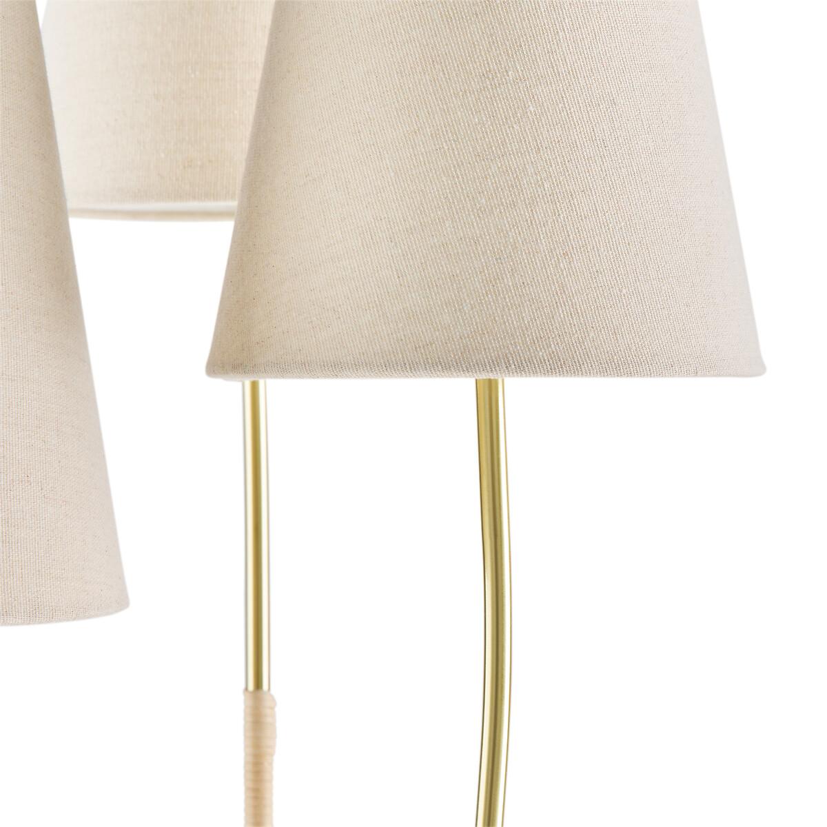 Amaya Brass, Linen & Rattan Triple Floor Lamp – image 3