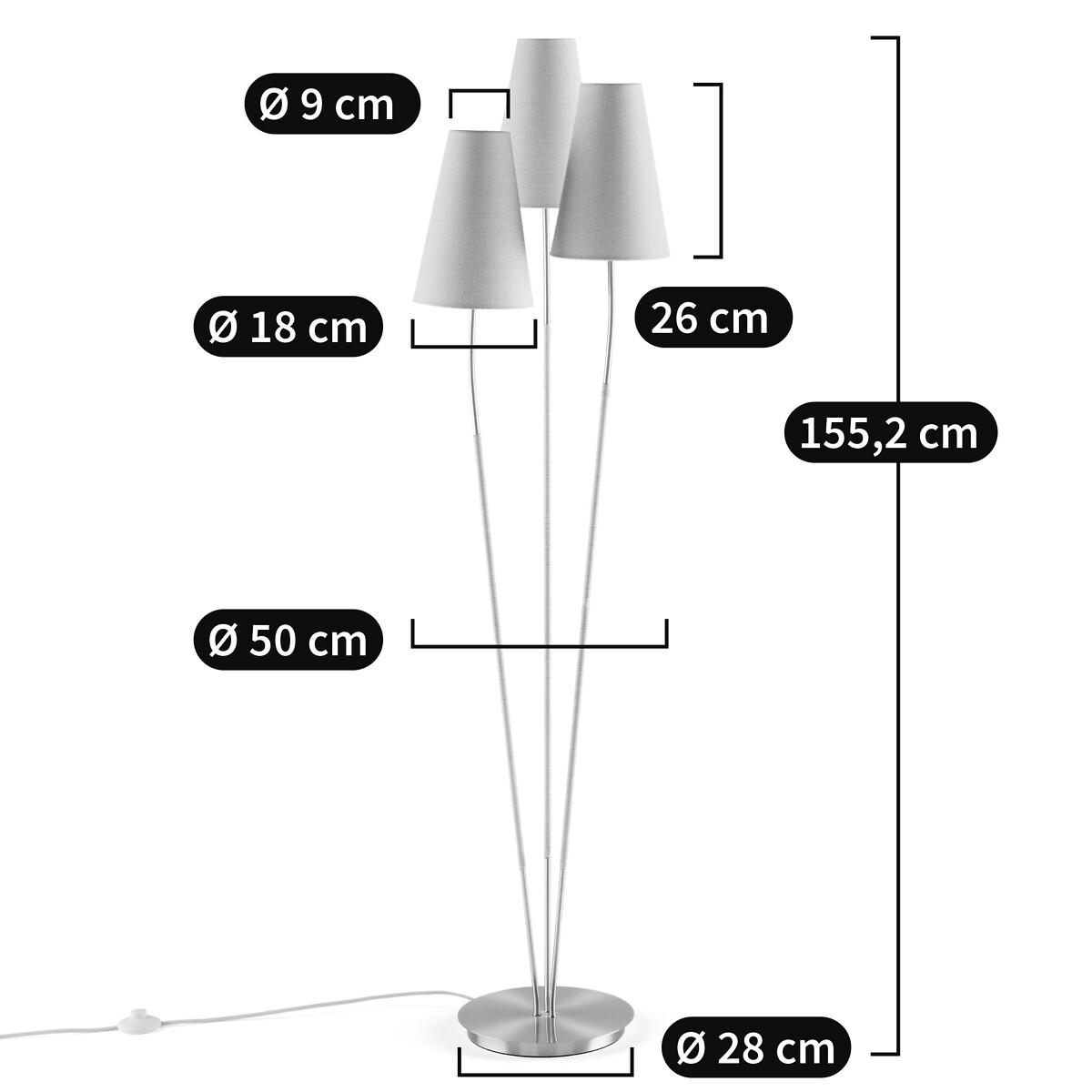 Amaya Brass, Linen & Rattan Triple Floor Lamp – image 4