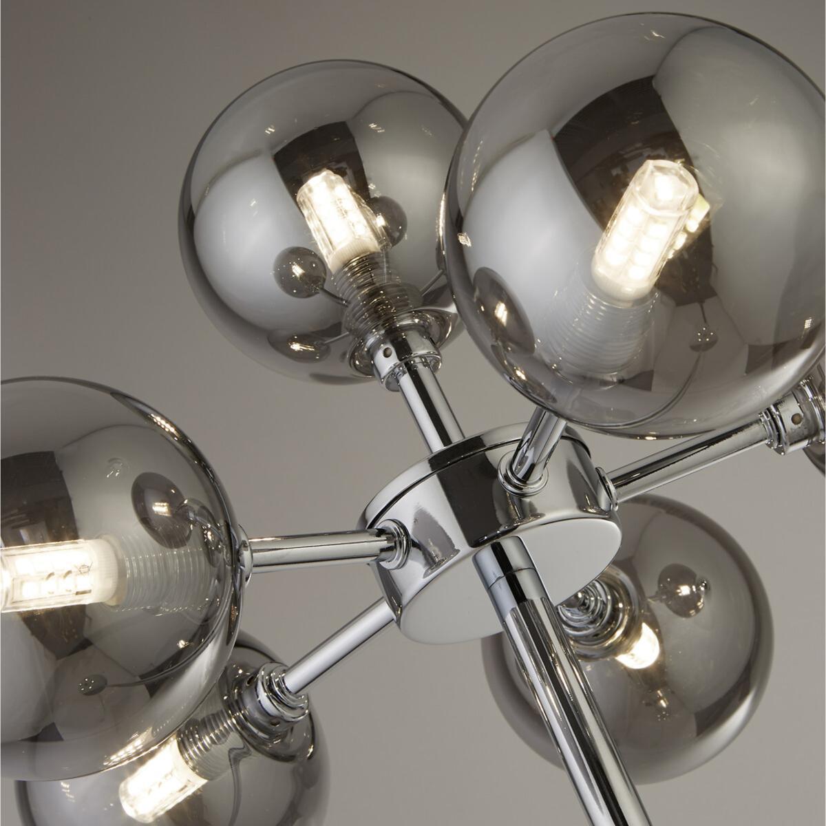 Smoked Glass Multi Orb and Chrome Floor Lamp – image 2