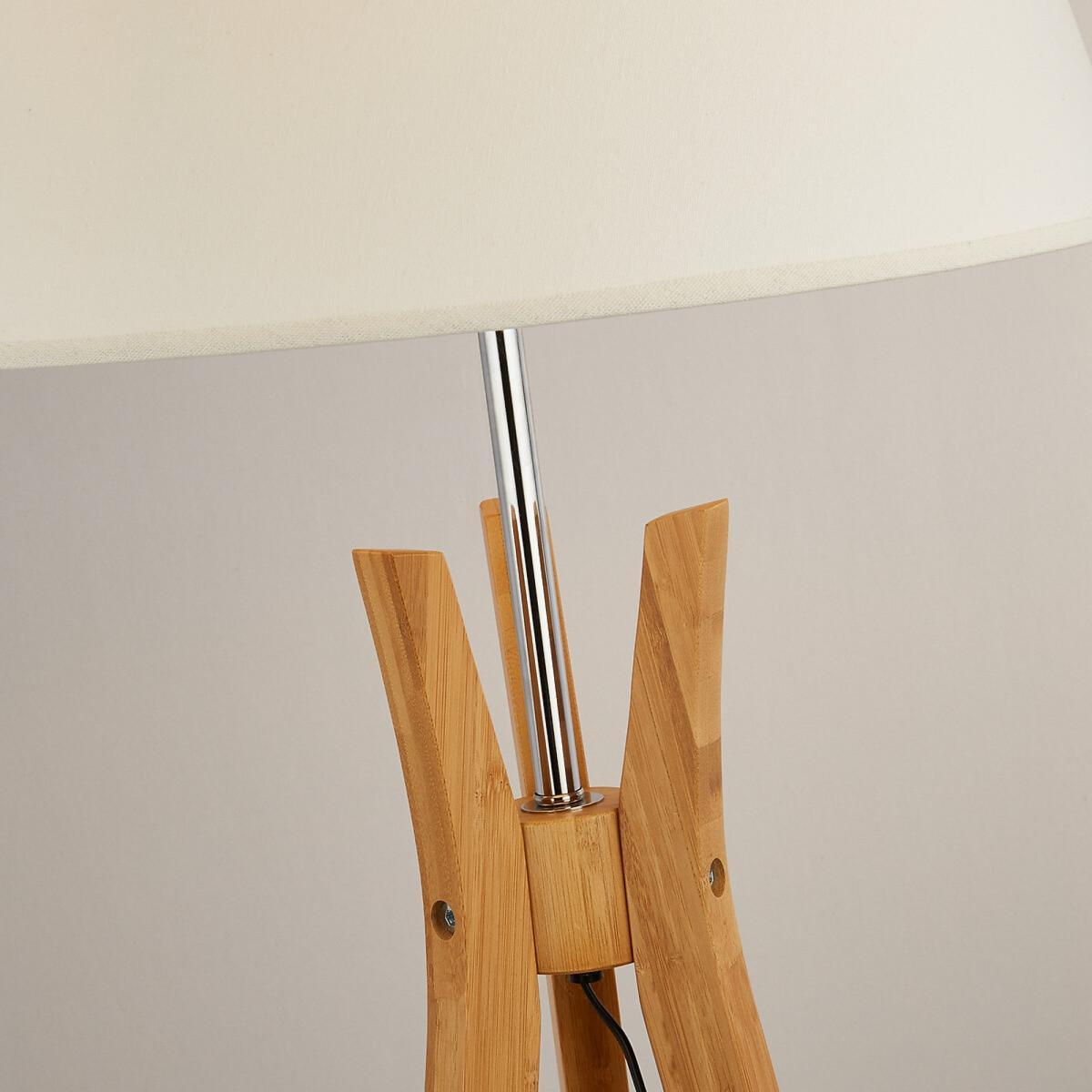 154cm Light Wood Tripod Floor Lamp with Shelf – image 3