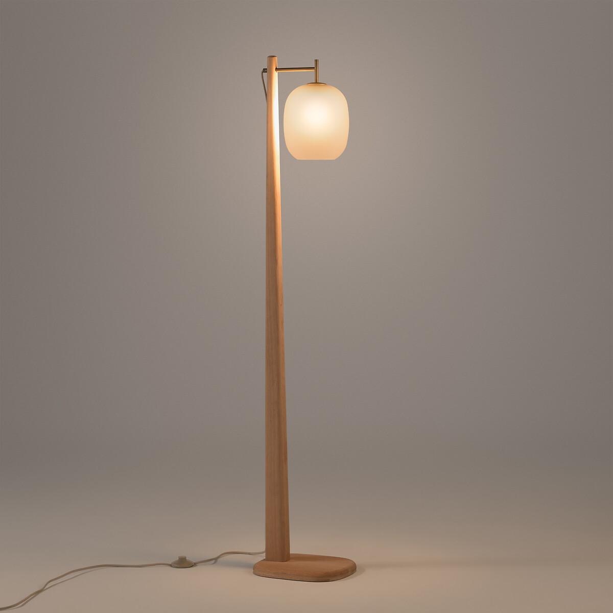 Navida Oak, Metal and Frosted Glass Floor Lamp – image 2