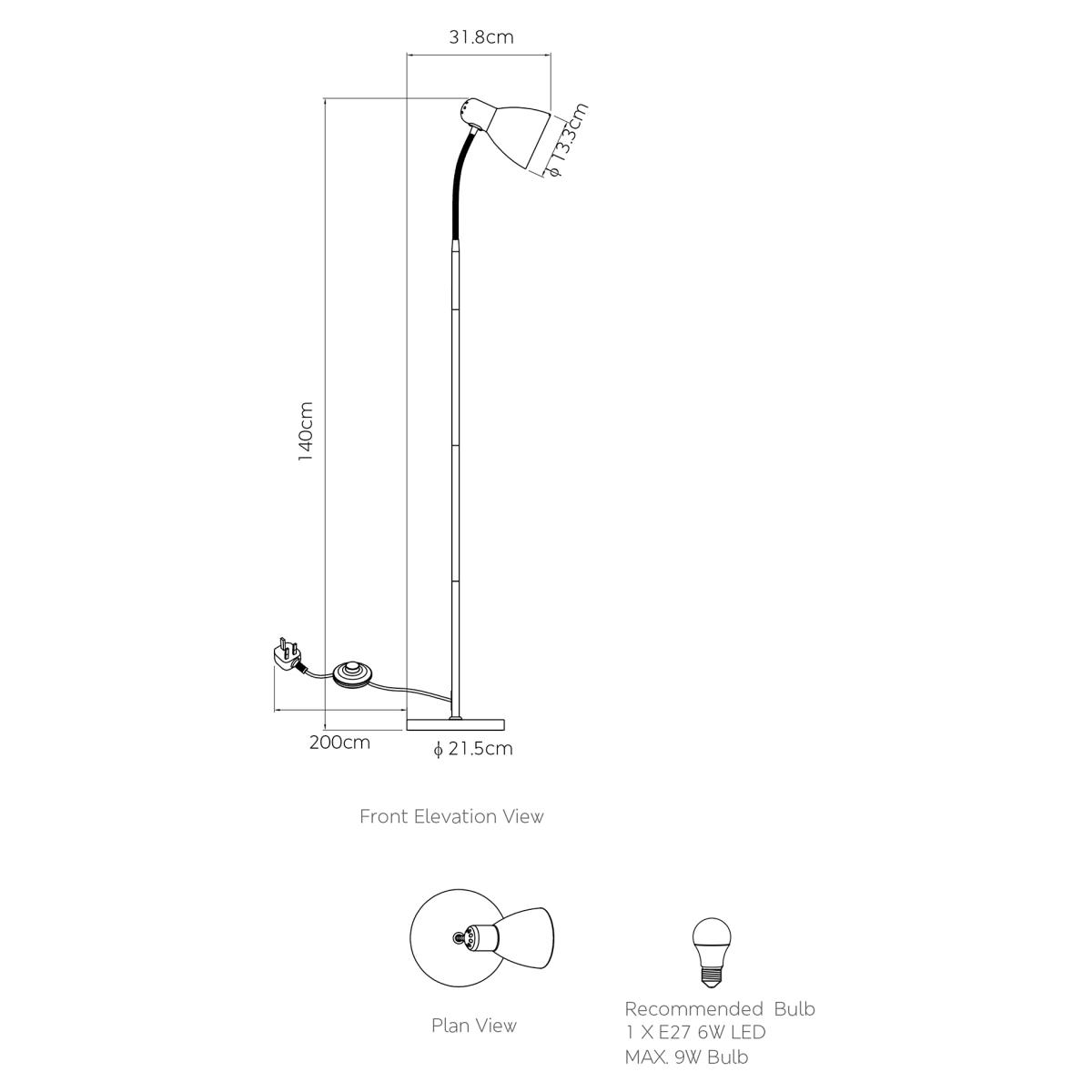 M&S Bailey Floor Lamp - Black, Black – image 6