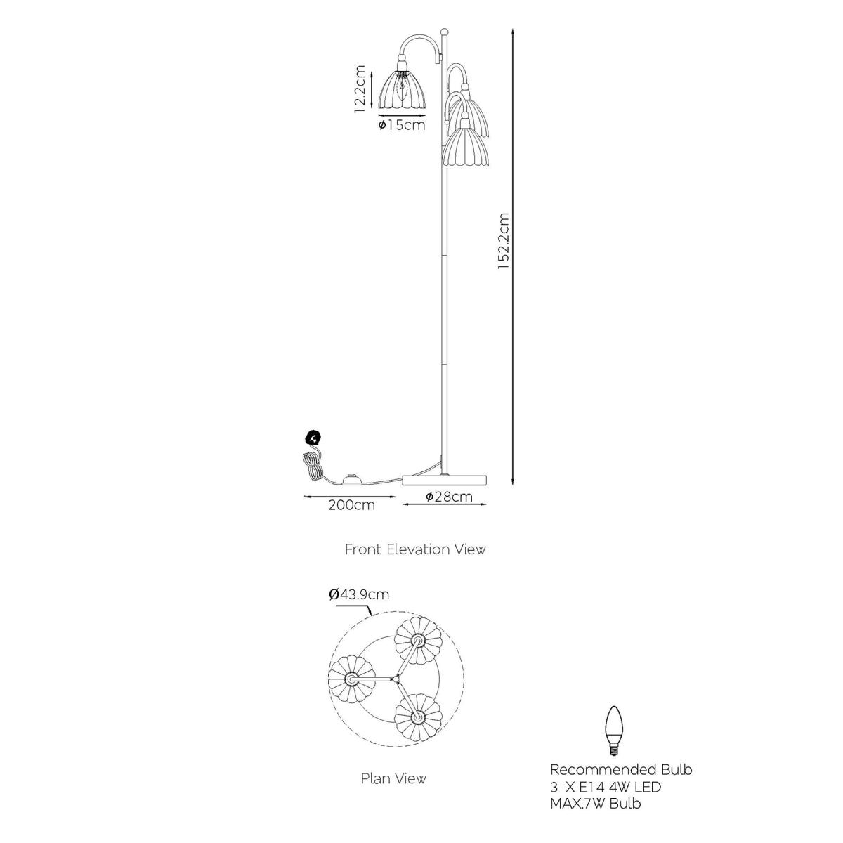 M&S Flora Multi-light Cluster Floor Lamp - Chrome, Chrome – image 7