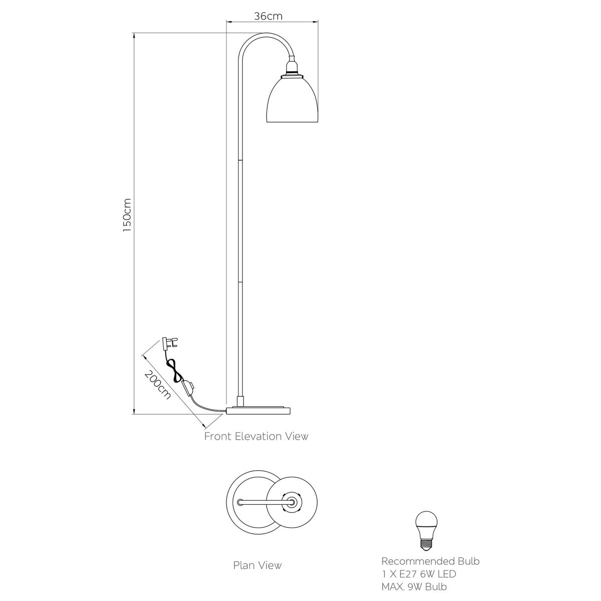 M&S Hoxton Curved Floor Lamp - Silver Mix, Silver Mix,Antique Brass – image 6