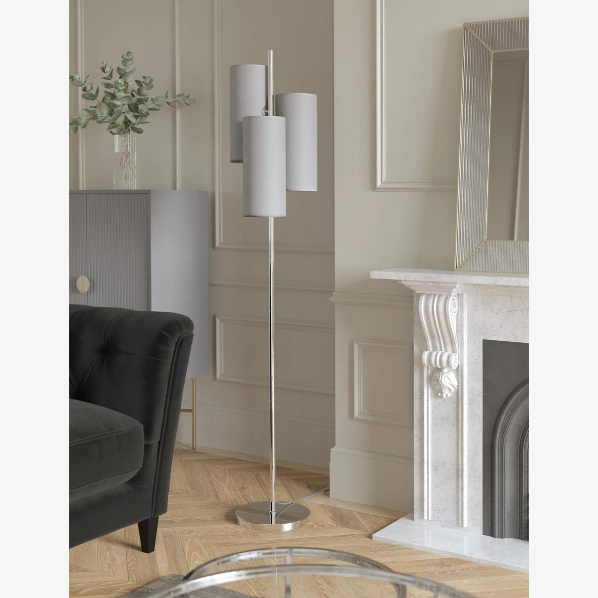 M&S Velvet Multi-Light Cluster Floor Lamp - Silver, Silver – image 1