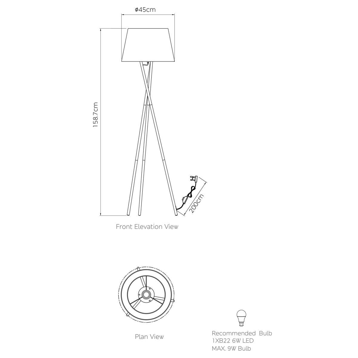 M&S Alexa Tripod Floor Lamp - Burnished Copper, Burnished Copper,Chrome – image 5
