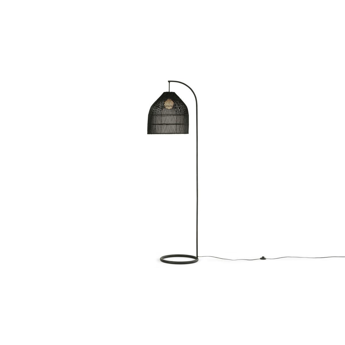 Java Arc Overreach Floor Lamp, Black Rattan – image 2