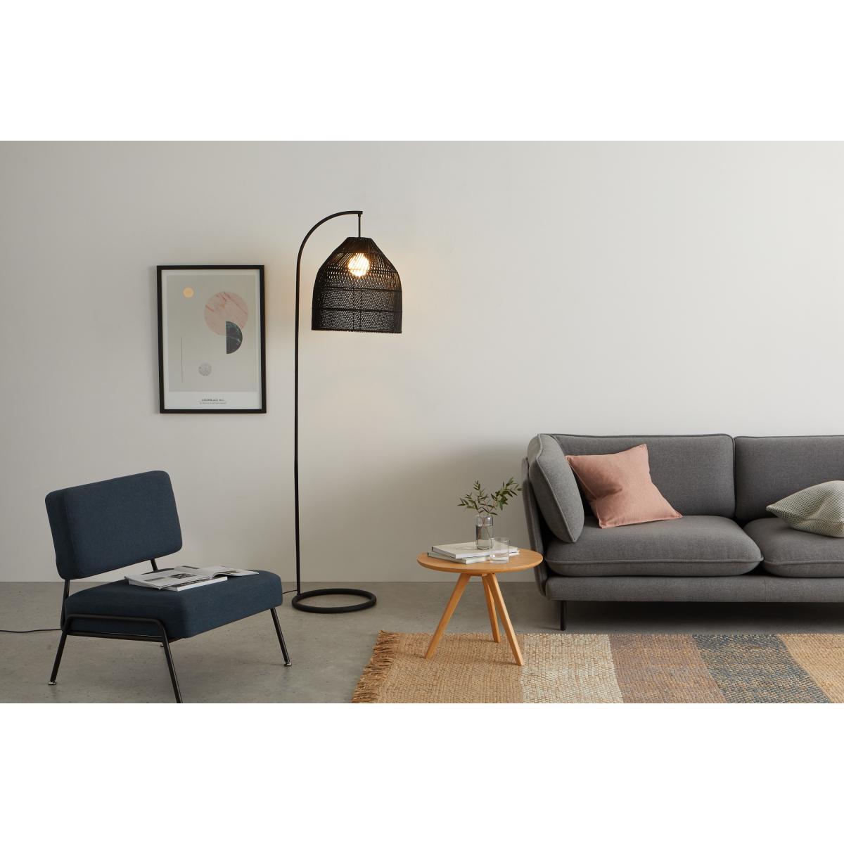 Java Arc Overreach Floor Lamp, Black Rattan – image 3