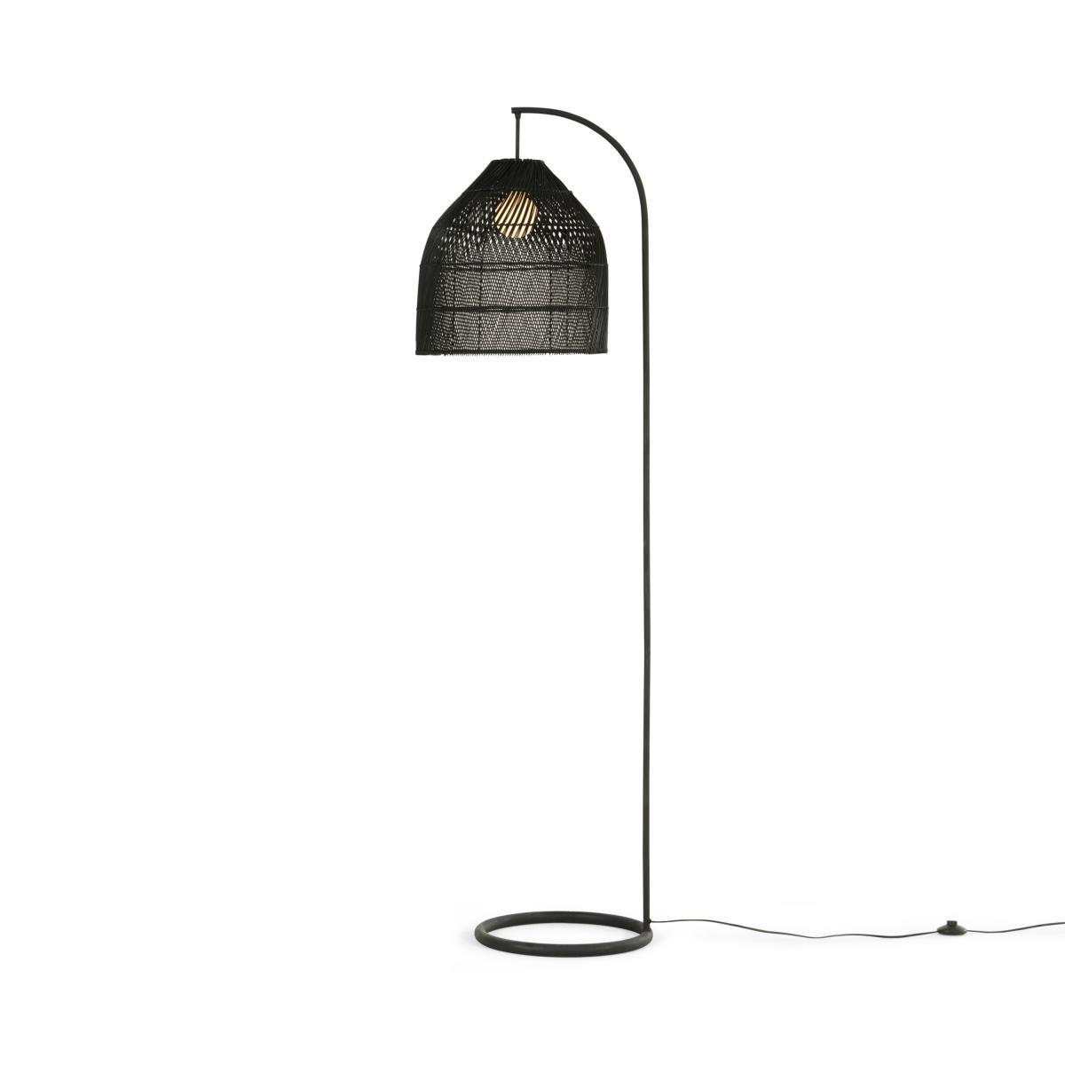 Java Arc Overreach Floor Lamp, Black Rattan – image 7