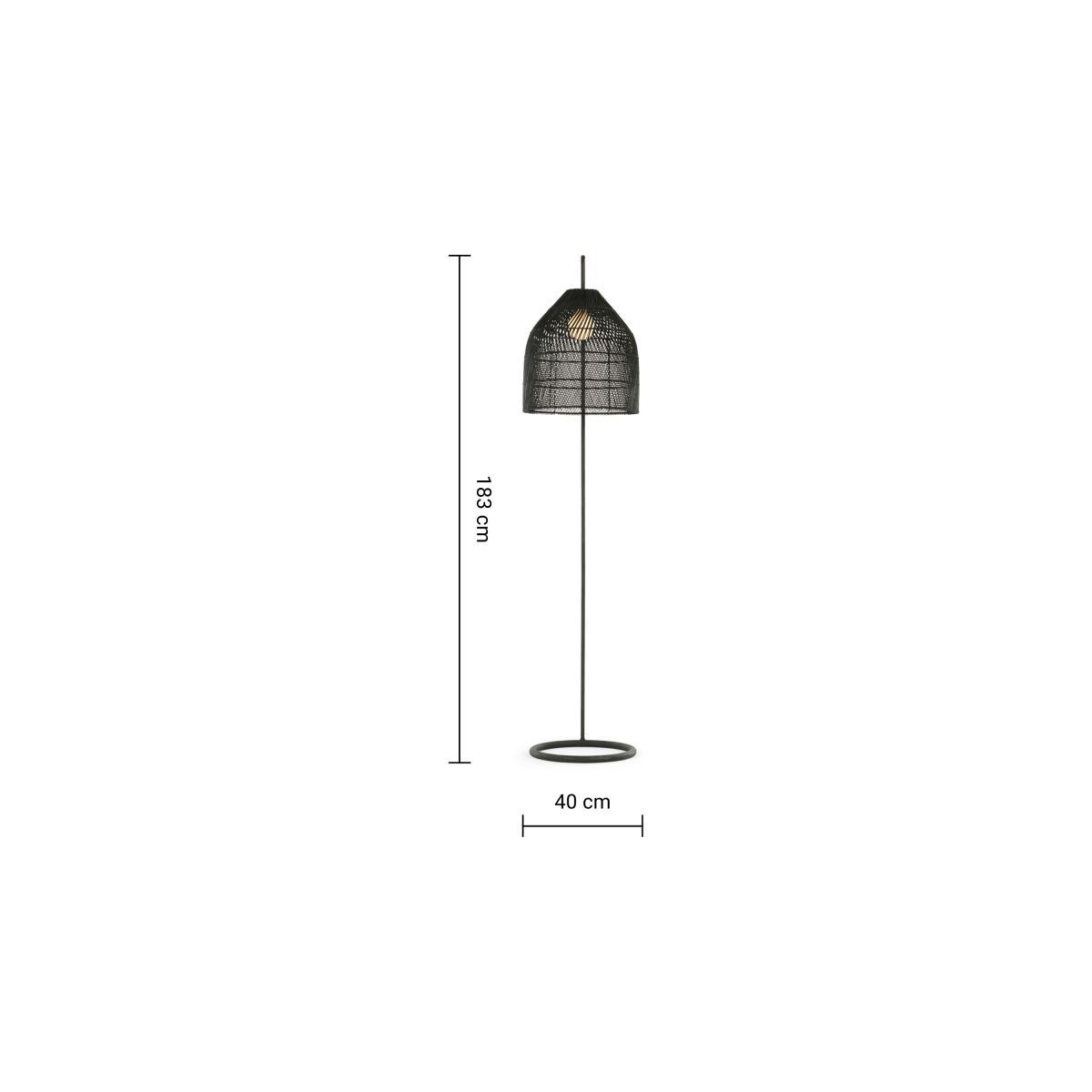 Java Arc Overreach Floor Lamp, Black Rattan – image 8