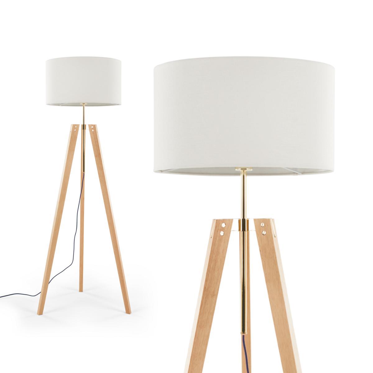 Irvin Tripod Floor Lamp, Natural Wood and White – image 2