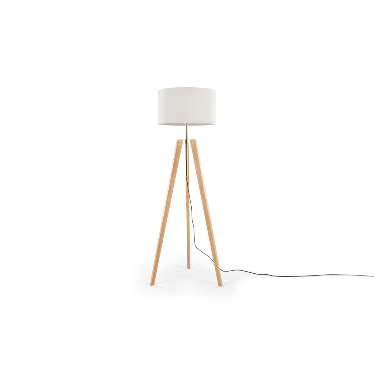 Irvin Tripod Floor Lamp, Natural Wood and White – image 3