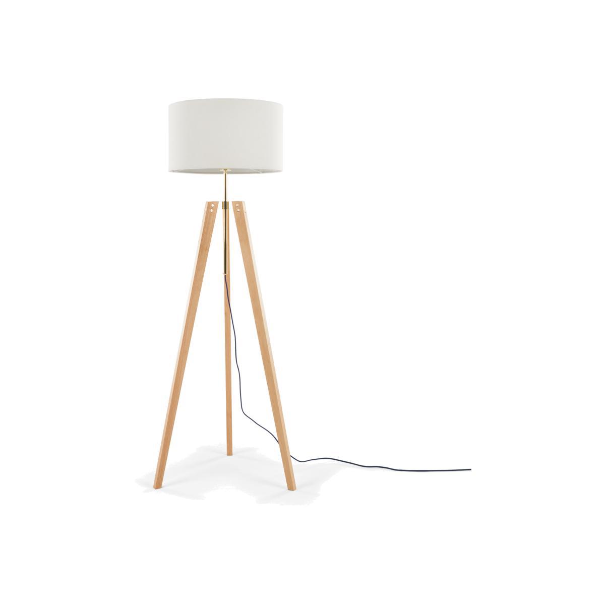 Irvin Tripod Floor Lamp, Natural Wood and White – image 1