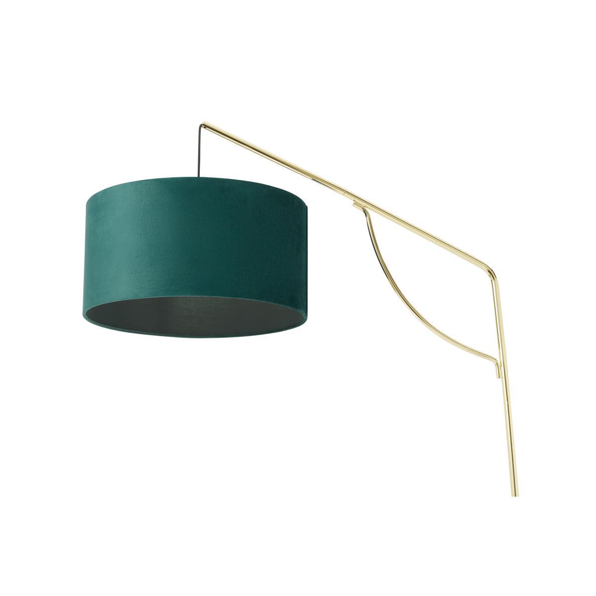 Carmella Overreach Floor Lamp, Peacock Blue Velvet, Brass & Marble – image 5