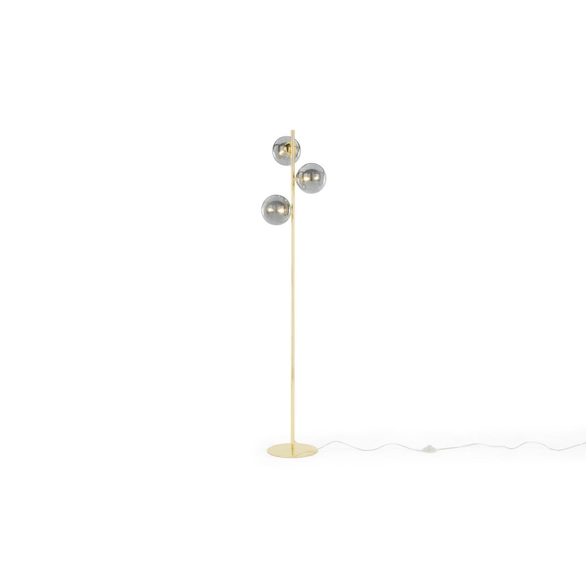 Globe Floor Lamp, Brass and Smoked Glass – image 3