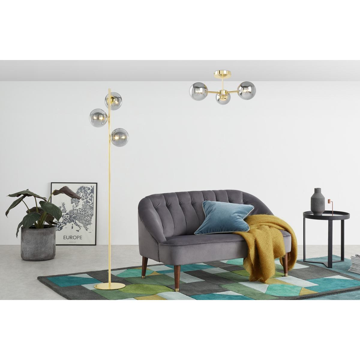 Globe Floor Lamp, Brass and Smoked Glass – image 4