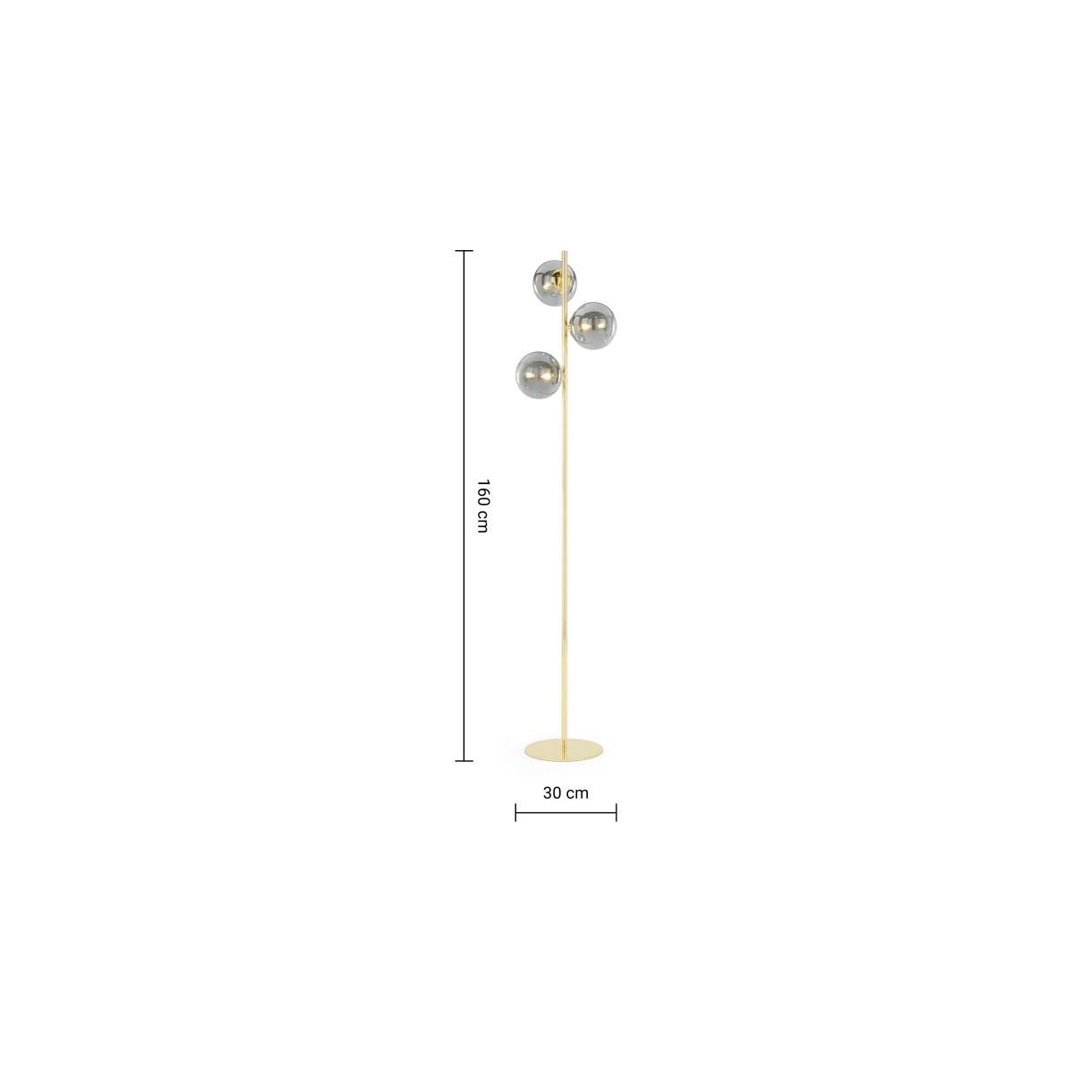 Globe Floor Lamp, Brass and Smoked Glass – image 8