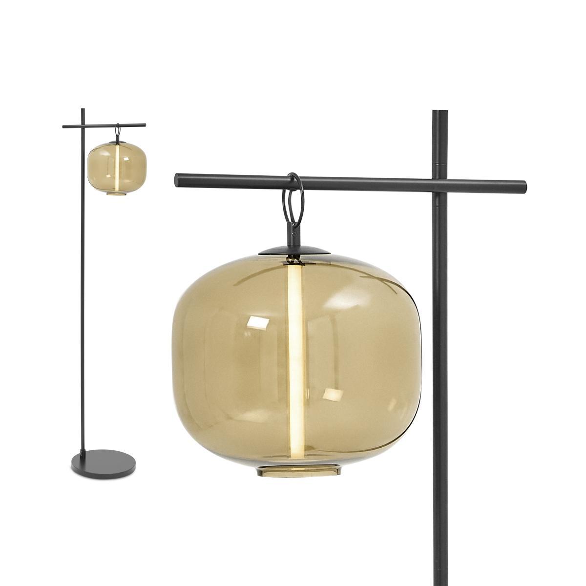 Olney Floor Lamp, Champagne Glass & Matte Black Metal – image 2