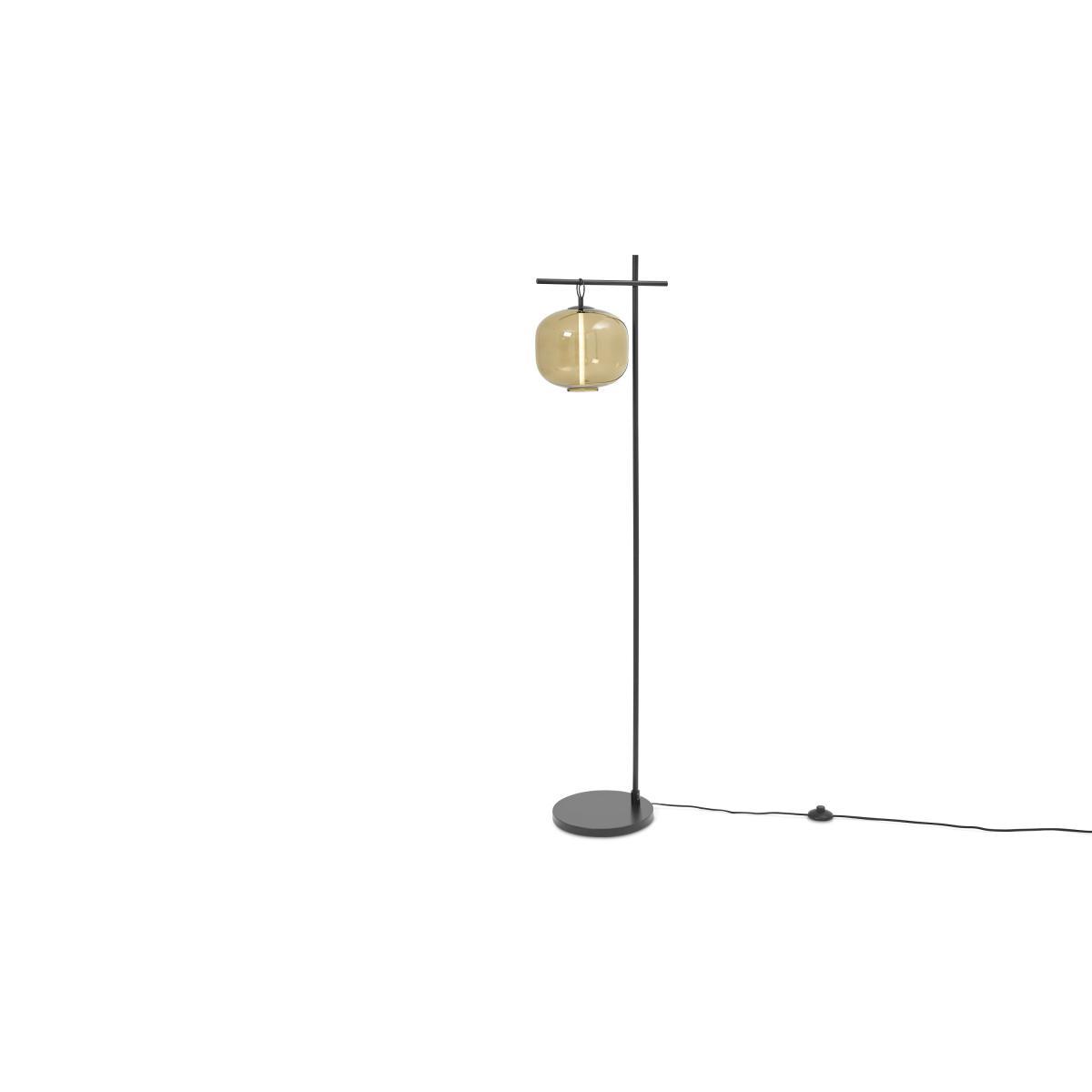 Olney Floor Lamp, Champagne Glass & Matte Black Metal – image 3