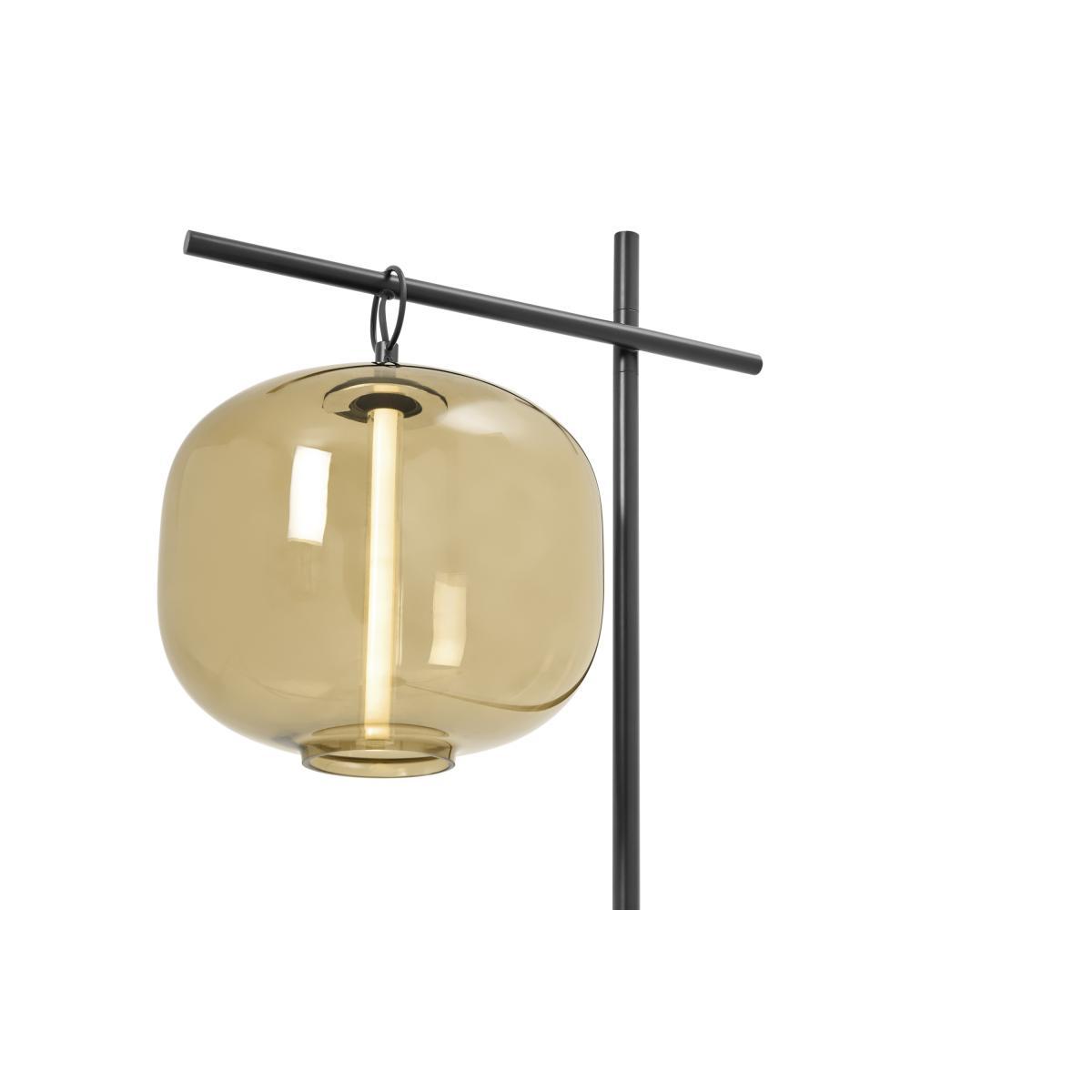 Olney Floor Lamp, Champagne Glass & Matte Black Metal – image 6