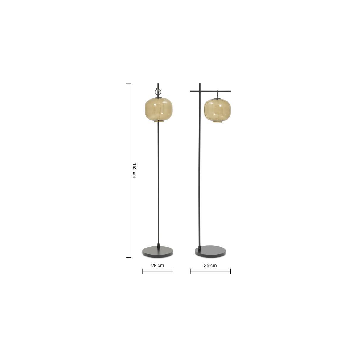 Olney Floor Lamp, Champagne Glass & Matte Black Metal – image 10