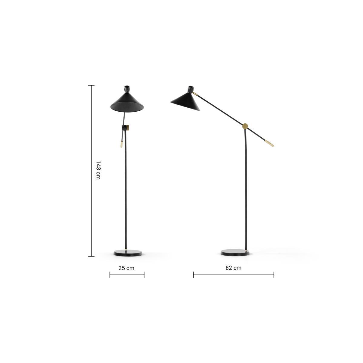 Ogilvy Task Floor Lamp, Matt Black and Antique Brass – image 10
