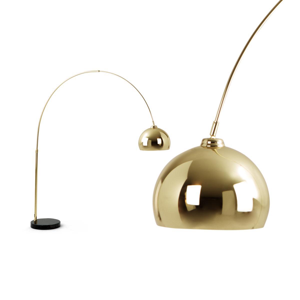 Bow Large Arc Overreach Floor Lamp, Brass and Black Marble  – image 2
