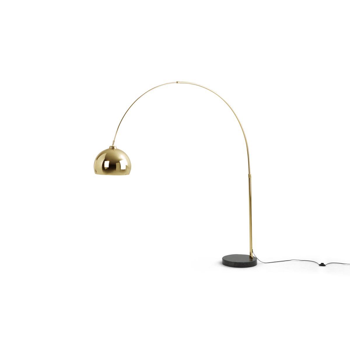 Bow Large Arc Overreach Floor Lamp, Brass and Black Marble  – image 3